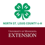4-H Clover with North St. Louis County 4-H and University of MN Extension logo
